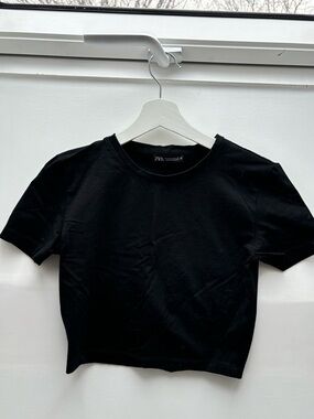 Zara Black Short Sleeve Crop Tee for Kids